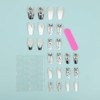 24 Pcs Press on Nails Long Square Nails Acrylic Black
