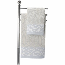 Casatessile Pair of face and guest towels ARABESCO 2 piece bath towel set, pair of cotton towels. - Azzurro