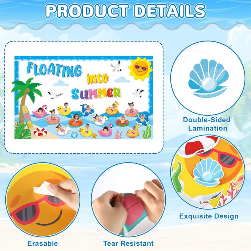 Summer Bulletin Board Classroom Decorations Floating into Summer Paper Cutouts