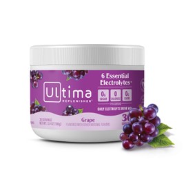 Ultima Replenisher Electrolyte Hydration Powder, Grape, 30 Serving Canister - Sugar Free, 0 Calories, 0 Carbs - Gluten-Free, Keto, Non-GMO with Magnesium, Potassium and Sodium, 3.6 Ounce (1 Count)