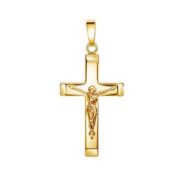 JEVELION Kruzifix Kreuz-Anhänger Goldkreuz Jesus Christus für Damen, Herren und Kinder als Kettenanhänger 333 Gold 8 Karat