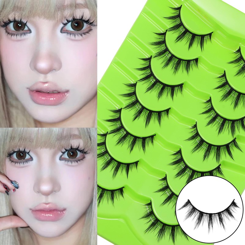7 Pair Cartoon Eyelashes Japanese Anime Cosplay Eyelashes Spiky Wet