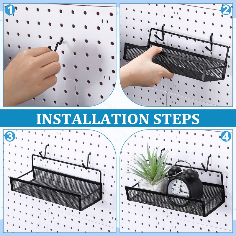 Shimeyao Pegboard Baskets Bins Set 4 Pcs Metal Pegboard Baskets