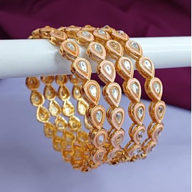 Efulgenz Faux Kundan Bangles for Women Indian Jewelry Indian Bangle Set for Women Stylish Bangle Set Indian Gold Crystal Pink Bangles Bracelet Indian Bridal Jewelry for Wedding Bollywood Fashion Jewelry