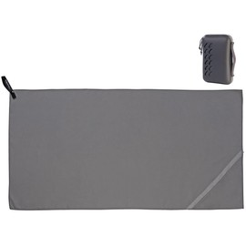 PEARL Mikrofaser-Handtuch, schnell trocknend, 100 x 50 cm, Tasche, anthrazit