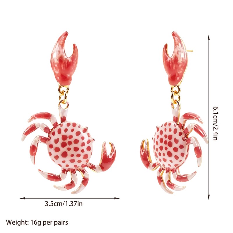 YUNXI Blue Enamel Crab Dangle Earrings for Women Nautical Coastal