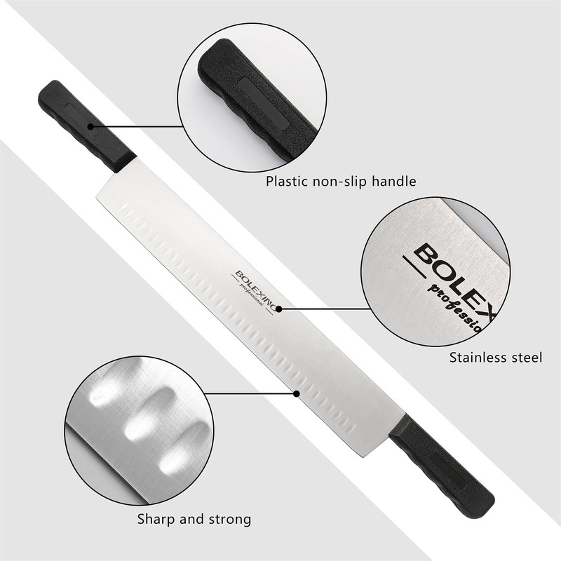 BOLEXINO 15 Inch Double Handle Cheese Knife for Charcuterie, High