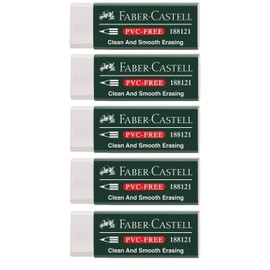 Faber-Castell 188121 Eraser 7081 N PVC-Free, Plastic (5 Erasers, White)