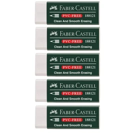 Faber-Castell 188121 Eraser 7081 N PVC-Free, Plastic (5 Erasers, White)