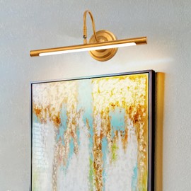 TYhogar Picture Light Hardwired Picture Lights for Wall 14 inch All Metal Antique Brass Anti-Glare 90° Rotating Head 95+ Color Rendering Index 3000K Warm Art Light Designed for Wall Artwork Light