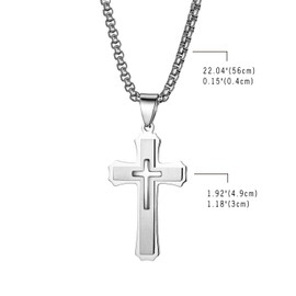 Oidea Herren Damen Edelstahl Christus Kreuz Anhänger mit 56cm Halskette Silber