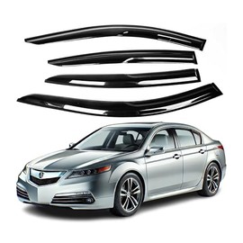 Fits Acura TL 2009 2010 2011 2012 2013 2014 Acrylic Safe Smoke Window Visor Set - Sun, Rain, and Vent Protection, 4-Pieces Tape-On 2mm-Thick Window Deflector Guard Kit