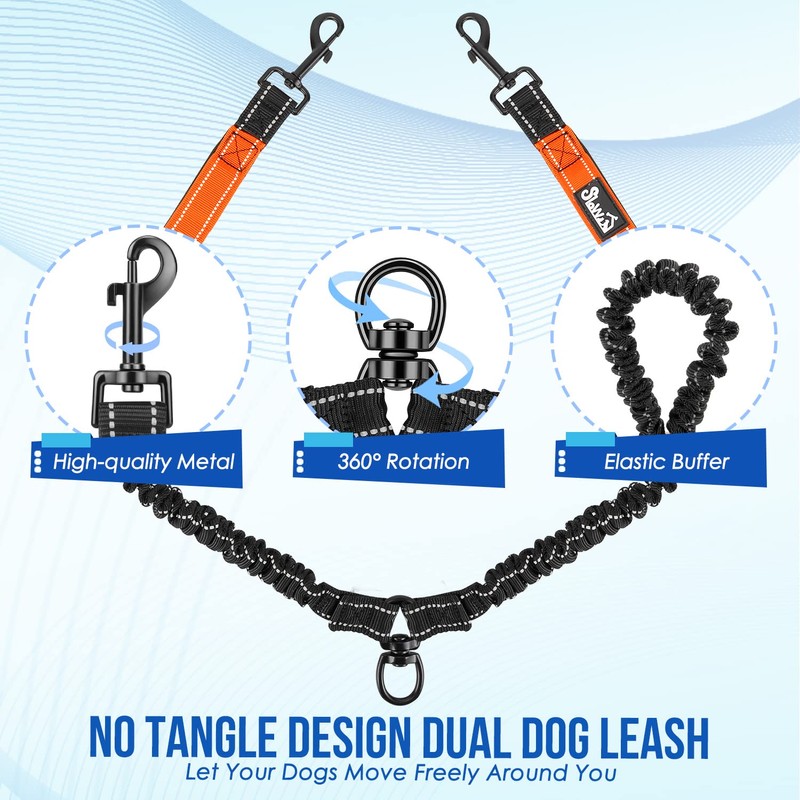 SlowTon Double Leash for Two Dogs - No Tangle Dog