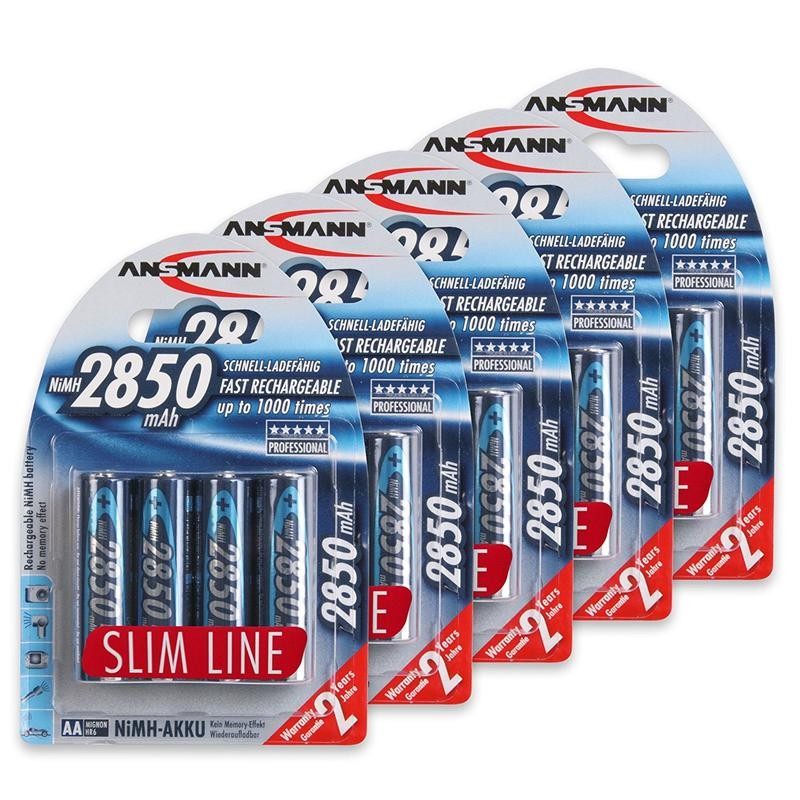 Ansmann AA 2850mah 4-pack Slimline Rechargeable Batteries For Wireless Mics