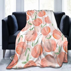 Pink Peach Cute Watercolor Blanket, Soft Blankets Flannel Bed Throw Cozy Lightweight Plush Gifts for Women Girls Kids Sofa Couch Bedroom Living Rooms Warm All Season, Home Decor, Small 50"x40"