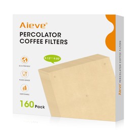 Aieve 160 Count Percolator Coffee Filters, Unbleached Perforated Filter Paper for Electric Coffee Percolator Pots, Universal Wrap-Around Percolators Filters,9 × 9 Inch