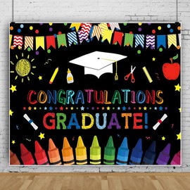 10x8ft Graduation Backdrop 2025 Preschool Kindergarten Cartoon Photo Background for Photography Photoshoot Backdrop Kids Congratulations Graduates Party Decorations Large Banner