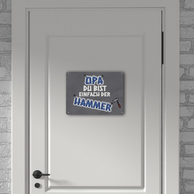 Metal Sign with German Text "Opa Du bist einfach der