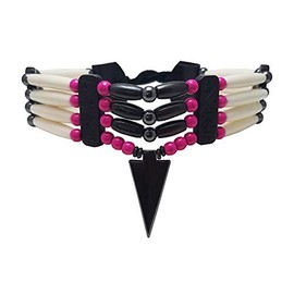 Local Bead Shop Handmade Traditional 4 Row White Buffalo Bone Hairpipe Tribal Choker Necklace with Arrowhead Pendant