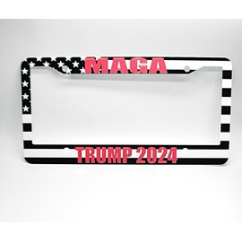 Unbranded TRUMP 2024 MAKE AMERICA GREAT AGAIN MAGA Aluminum LICENSE PLATE Cover FRAME