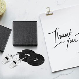 Oudain 6 Sets Silbatos de Entrenador Regalos de Entrenador para Baloncesto Fútbol Hombres Silbato Plateado de Acero Inoxidable con Caja de Regalo Negra Silbato Grabado de Thank You (Plateado, 6)