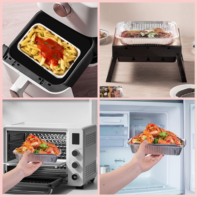 50 Pack Aluminum Pans with Lids Foil Pans with Covers