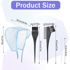 Bewudy 2 Sets of Hair Coloring Kits, Hair Highlighting Caps, Hair Dye Cap Disposable Hair Art Frosting Cap with Plastic Crochet Hook, and Hair Dye Brushes for Salon Hair Dyeing Hairdressing (Blue)