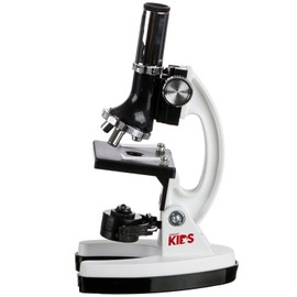 AmScope M30 Series 52-Piece STEM Microscope Kit for Kids - Monocular, Portable Compound Microscope for Kids - Includes The World of The Microscope, Petri Dish, Slides & More - White