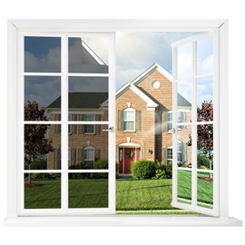 rabbitgoo Window Tint for Home One Way Privacy Window Film See Out Not In Heat UV Blocking Reflective Removable Static Cling Mirror Decorative House Glass Covering, Black Silver, 35.4 Inch X 13.1 Feet