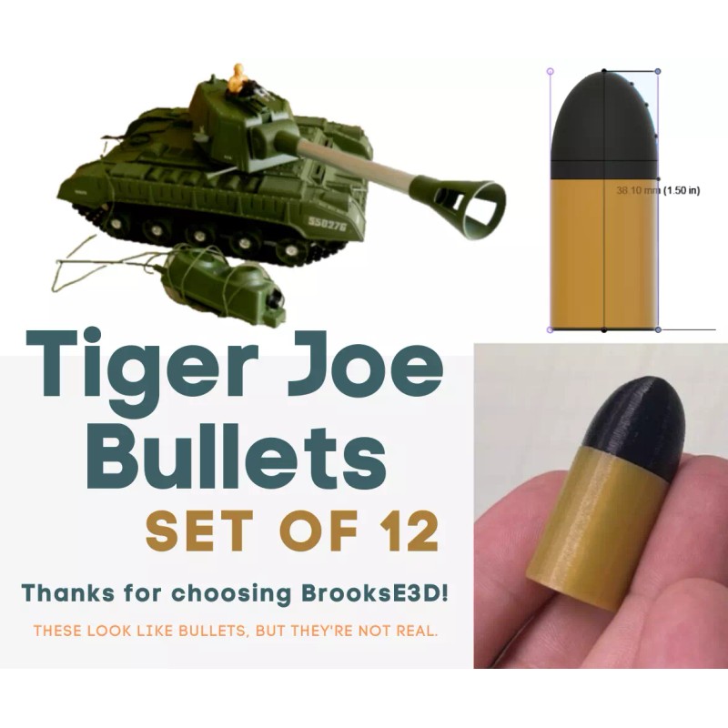 Tiger Joe Tank Shell Replica Rounds Bullet Set Of 12