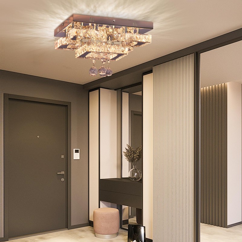 CXGLEAMING 11.8" Modern Crystal Chandelier LED Ceiling Light Fixture Suitable