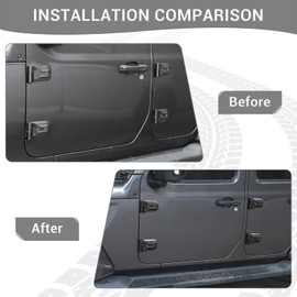 PDKLIN for Jeep JL Door Hinges Cover Trim for Jeep Wrangler JL JLU & Gladiator JT 2018-2024 4-Door Gloss Black Exterior Accessories 8pcs