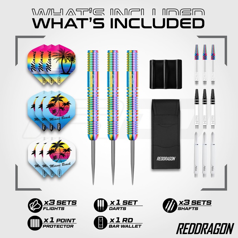 RED DRAGON Miami 24 Gram Professional Tungsten Darts Set with