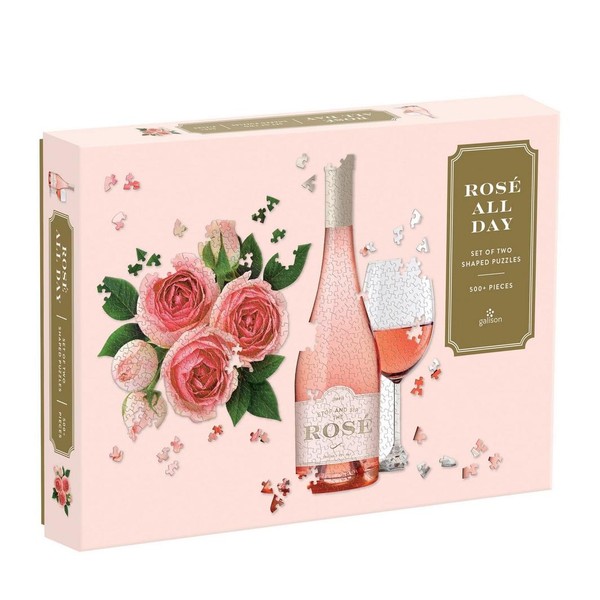 Galison Rosé All Day Set of Two Shaped Puzzles