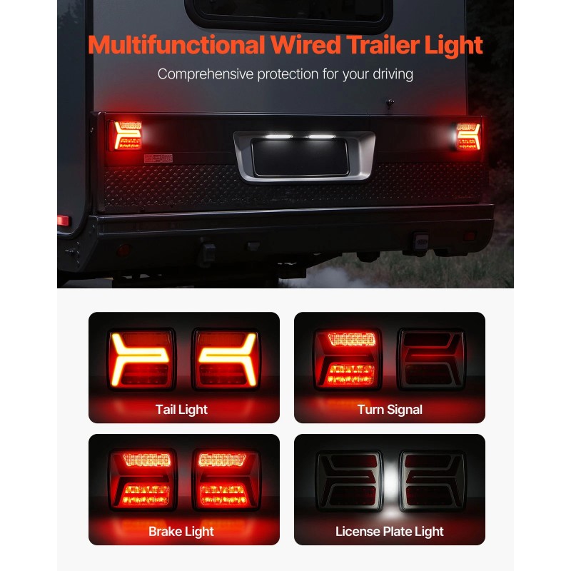 VEVOR Trailer Lights LED Trailer Tail Lights Kit 2PCS Turn