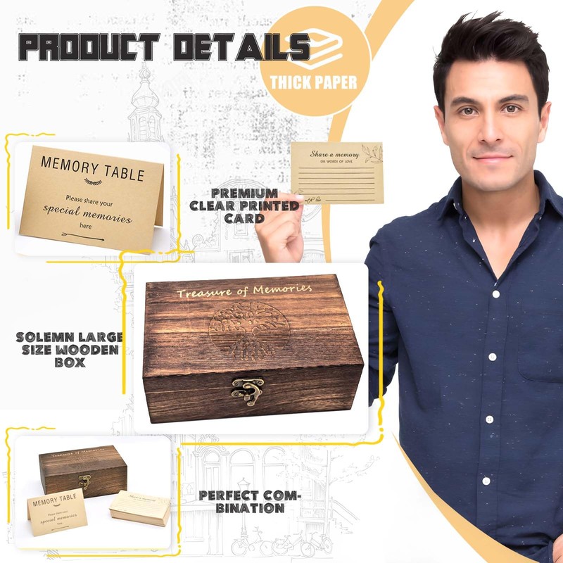 Oxmidud Wooden Share Love & Memories Box with 50 Pcs