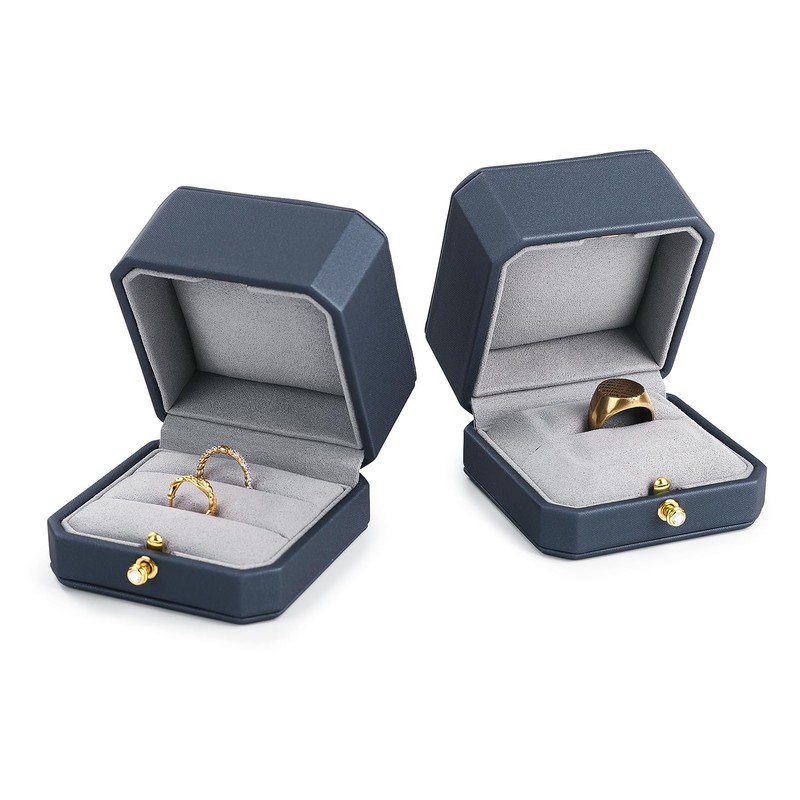 Oirlv Premium Leather Double Ring Box for Wedding Ceremony Engagement