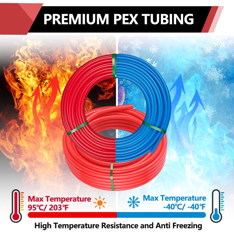 EFIELD Pex-b Pipe/Tubing NSF Certified Blue & Red 1/2 inch