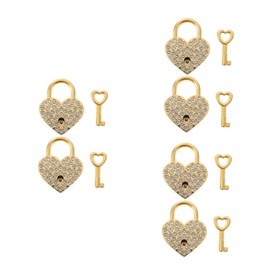 Operitacx 3sets 2pcs Heart Shaped Rhinestone Lock Decorative Metal Love Padlocks with Keys for Jewelry Boxes Luggage Diaries Handbags Unique Present for Couples and Friends 2pcs*3