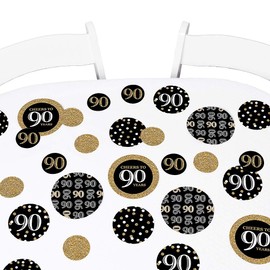 Big Dot of Happiness Adult 90th Birthday - Gold - Birthday Party Giant Circle Confetti - Party Decorations - Large Confetti 27 Count