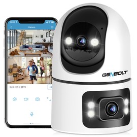 GENBOLT WiFi Security Camera Indoor, 360°Dual Lens Home Surveillance IP Camera CCTV with Humanoid Detection, Auto Cruise Nanny Pet Dog Cam, 2.4&5GHz Dual WiFi Baby Monitor with Audio Alarm