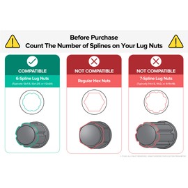 6 Point Spline Drive Tuner Socket Key Tool for 6 Spline Locking Lug Nuts - Thin Wall (20.5mm Diameter) - Works with 17mm and 19mm (3/4) Hex Sockets - 1pc