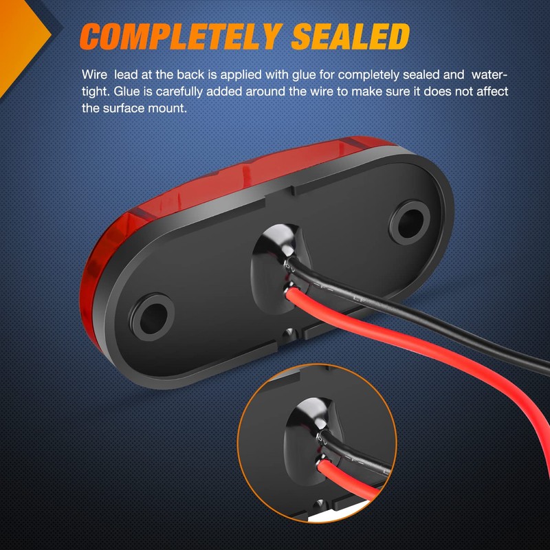 Nilight 2.5Inch Oval Side Marker Light 20PCS 2 Diode LED