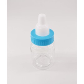 24 Pcs Blue Mini Baby Bottle Fillable Baby shower Newborn baby Baptism for Girl Boy Birthday Party Décor favor gift