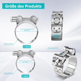 Set of 4 Joint Bolt Clamps Stainless Steel Set of 2 32-35 mm Hose Clamps and 2 Pieces 40-43 mm Clamping Jaw Clamps Exhaust Clamp for Hose Attachment Pool Hose Gas Line and Garden