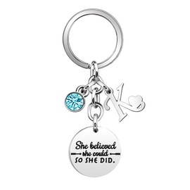 Inspirational Gift Key Chains "She Believe She Could So She Did"Encourage Key Rings for Her Women Girls Sister BFF Best Friends Bestie Colleague Graduation Birthday Christmas Anniversary Key Chain (K)