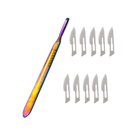 OdontoMed2011 Multi Titanium Rainbow Color Scalpel Handle #4 +10 Sterile Blade # 24 Dental Instruments ODM