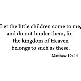Decaltor Black 22" x9" Let The Little Children Come to Me and Do Not Hinder Them Matthew 19 14 Quotes Sayings Words Art Decor Lettering Vinyl Wall Art Inspirational Uplifting Bible