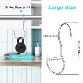 YHZNW 12 Pack Handbag Hanger Organizer Metal S Hooks with Storage Bag, Purse Hangers Bag Hooks Closet, Large Size Closet Rod Hooks for Hanging Clothes, Curtain, Plant, Handbags(Silver)