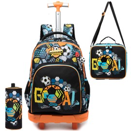 ZBAOGTW Boys Rolling Backpack for Kids 8-12 Trolley School Bag with Wheels Travel Backpack for Kids with Lunch Bag Back to School Supplies